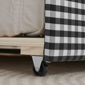 English Elm Cozy Twin Gingham Daybed with Trundle Sofa Bed, Linen Upholstery, USB Port, Wave Frame Design Black W1413S00102