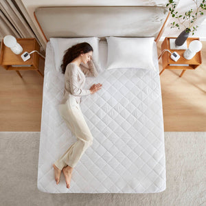 English Elm 1-piece King Heated Mattress Pad Dual Zone Controls with Auto Shutoff Polyester Fill B035P408319