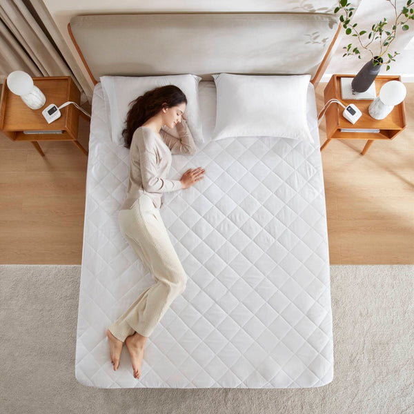 English Elm 1-piece King Heated Mattress Pad Dual Zone Controls with Auto Shutoff Polyester Fill B035P408319