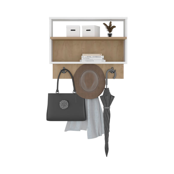 English Elm Bigler Wall Mounted Shelf with Hooks Minimalist Entryway Organizer for Modern Homes B092P390623