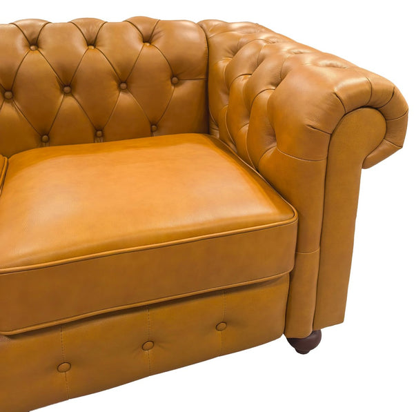 English Elm Chesterfield Button Tufted U-shape Sectional Leather Match Seating for Spacious Rooms Ginger B2748S00149