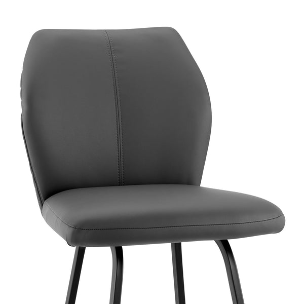 English Elm Mirano Stylish Gray Faux Leather Bar Stool With Sturdy Black Metal Frame – Perfect For Any Space! B2736P268620