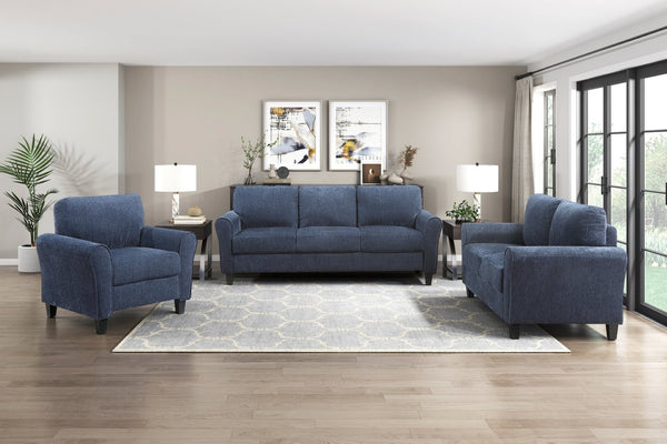 English Elm Contemporary Blue Chenille Loveseat with Pocket Coil Support for Living Room Comfort B011P474398