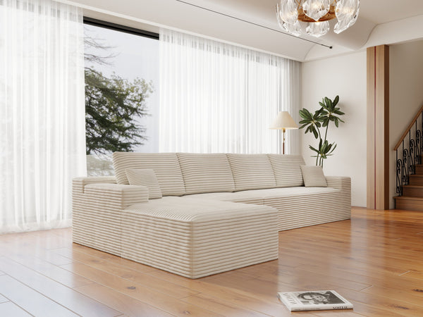 English Elm 131.9*68.9"Modular Sectional Sofa - Versatile Plush Corduroy Couch For Effortless Comfort & Style W3819S00028