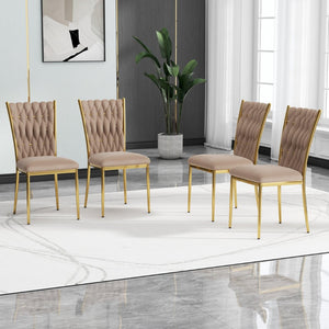 English Elm Modern Velvet Dining Chairs Set of 2 with Gold Legs Curved Back Foam Cushion W210P376369