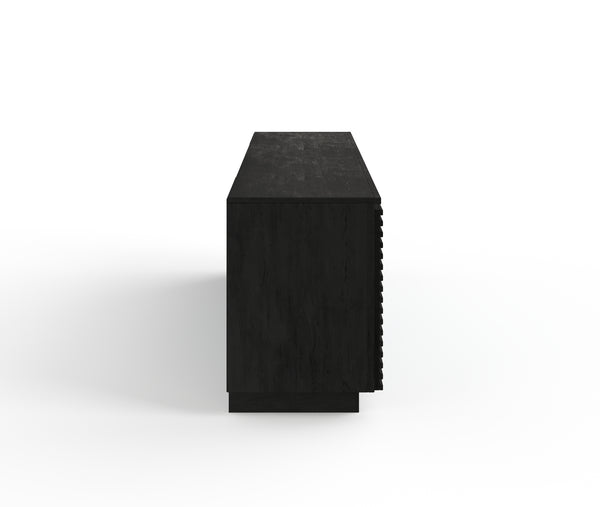 English Elm 89 Inch Fireplace TV Stand with 42" Electric Insert, Black Poplar & Okume Veneer, Fits TVs 100" B108P255364