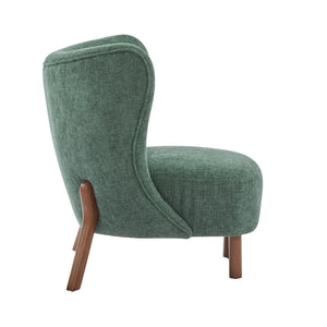 English Elm Christopher Knight Home® - Bella Plush Upholstered Armless Accent Chair with Curved Boucle Design, Birch Wood Legs, Cozy Support Green 31 L x 27 W x 19 H N776P246078G