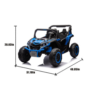 English Elm 24v Two Seat Kids Electric Utv with Parental Remote Suspension Off Road Ride On Blue W1578P184799