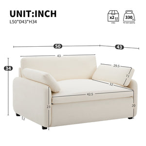 English Elm 50*43" Oversized Chenille Armchair Deep Lounge Seat Modern Minimalist Living Room Chair Cream N723S5042A