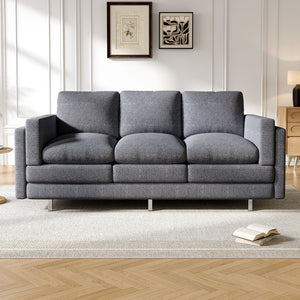English Elm Modern Three Seat Chenille Sofa with Pocket Spring Cushions for Living Rooms Grey N763P351754E