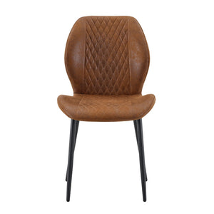English Elm 4-piece Diamond Quilted Upholstered Dining Chair Set with Sleek Black Metal Legs W1151P458007