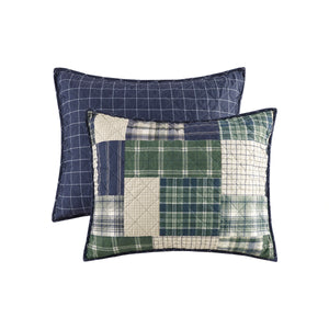English Elm 3 Madison Park Timber Reversible Quilt Set Full/Queen – Green Navy Patchwork Lodge Style, Soft Cotton-Rich Fill, Machine Washable B03597591