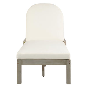 English Elm Trexm Outdoor Acacia Wood Reclining Chaise Set Poolside Patio Lounger Pair Gray TM000032AAE