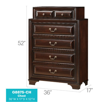 English Elm LaVita Spacious 54-Drawer Chest with Jewelry Drawers, Durable Dovetail Construction, Warm Finish Cappuccino 52 L x 38 W x 20 H B078118433