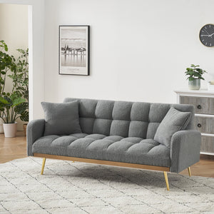 English Elm 69 Convertible Sofa Bed for Small Spaces 69-Inch Fabric Futon with Solid Wood Frame, Comfort Seat Gray W3356P298516