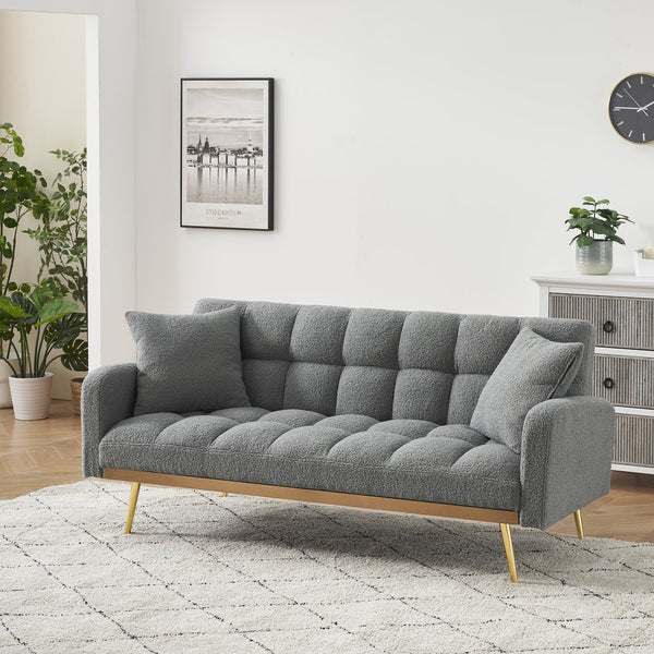 English Elm 69 Convertible Sofa Bed for Small Spaces 69-Inch Fabric Futon with Solid Wood Frame, Comfort Seat Gray W3356P298516