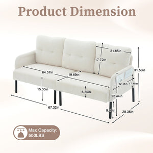 English Elm United We Win Corduroy Loveseat Plush Ergonomic Sofa with Spring Support Metal Legs Beige W1568P410043