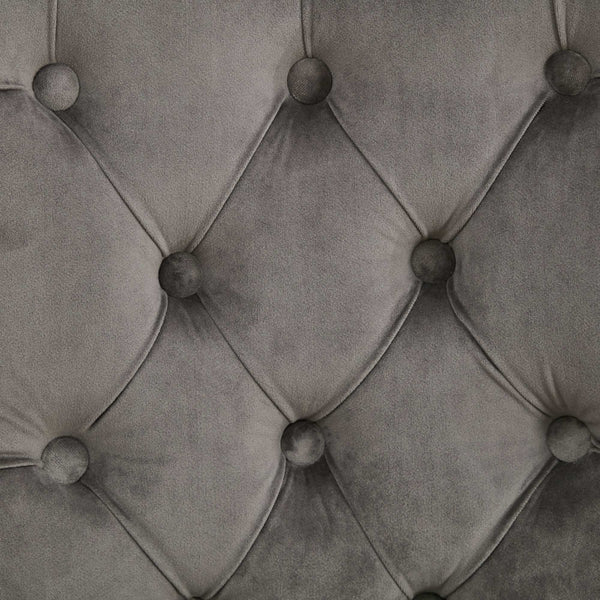 English Elm Velvet Hand-Tufted Dining Chair with Solid Wood Handles and Curved Legs, Vintage Copper Accents Gray W1143P338141