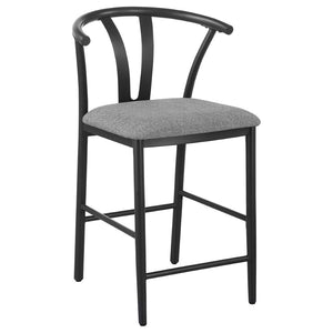 English Elm Tazman Wishbone Inspired Counter Stools Set of Two Grey Fabric Mid-century Dining B062P441114