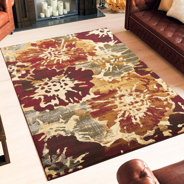 English Elm Joy Abstract Floral Area Rug Vivid Multi-color Low Pile Living Room Bedroom Accent B186P452316