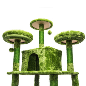 English Elm Large 7 Tier Plush Cat Tree with Dual Condos Hammock Sisal Posts for Multi Cat Homes Green W1578P447622