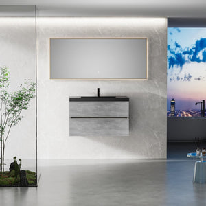 English Elm 36" Floating Wall Mounted Bathroom Vanity with Resin Basin and Soft Close Drawers W1573P155846