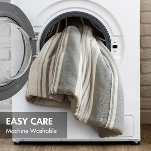 JLA Home Woolrich - Comforter Oversized 3-Piece Set with Cotton Gauze Face, Plush Poly-Fill, Waffle Texture & OEKO-TEX Quality Grey WR10-4047