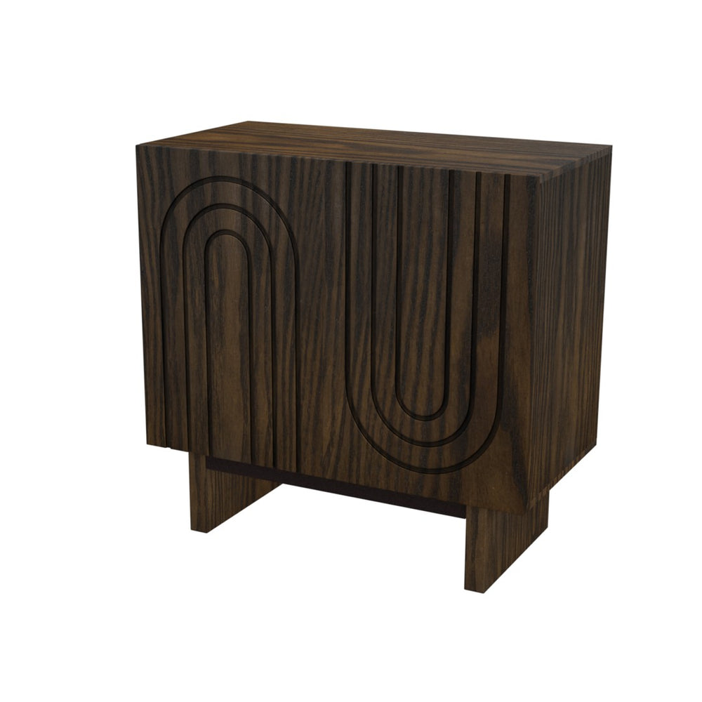 English Elm 2-door Fluted Wood Grain Cabinet Industrial Brown Finish Accent Storage for Living Room T3609P482855