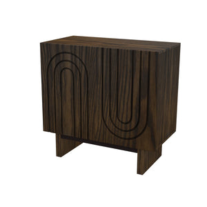 English Elm 2-door Fluted Wood Grain Cabinet Industrial Brown Finish Accent Storage for Living Room T3609P482855