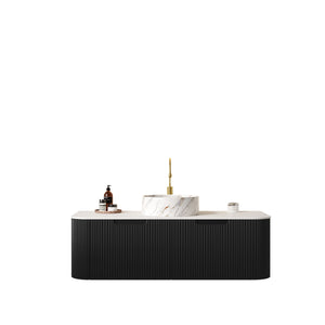 English Elm Dina 48" Wall-Mounted Modern Bathroom Vanity With Curved Edges, Soft-Close Drawers, And Ceramic Sink W2615S00499