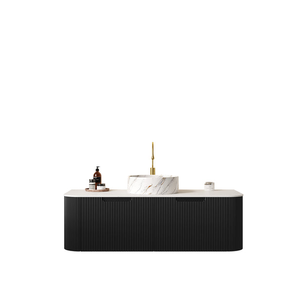 English Elm Dina 48" Wall-Mounted Modern Bathroom Vanity With Curved Edges, Soft-Close Drawers, And Ceramic Sink W2615S00499