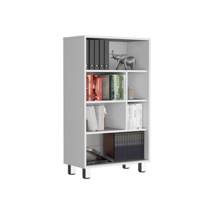 English Elm Bookcase with Six Spacious Shelves and Sturdy Legs for Compact Rooms, Durable Engineered Wood Design White 37.01 L x 25.2 W x 2.76 H B097P250870