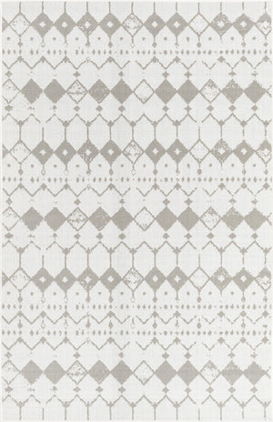 Unique Loom Outdoor Trellis Cardak Machine Made Geometric Rug Ivory and Gray, Gray 5' 3" x 8' 0"