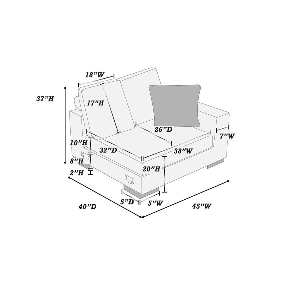 English Elm Living Room Modular Corduroy Chair with Wood Legs Plush Cushions and Sectional Flex B011P486760