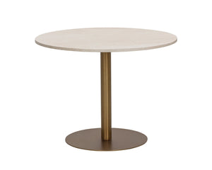 Sunpan ISKA Bistro Table - Elegant Round Marble Top with Polished Stainless Steel Pedestal for Small Spaces 112125