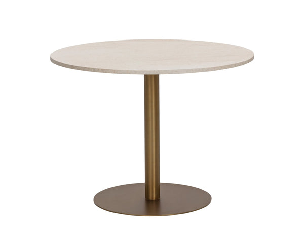 Sunpan ISKA Bistro Table - Elegant Round Marble Top with Polished Stainless Steel Pedestal for Small Spaces 112125