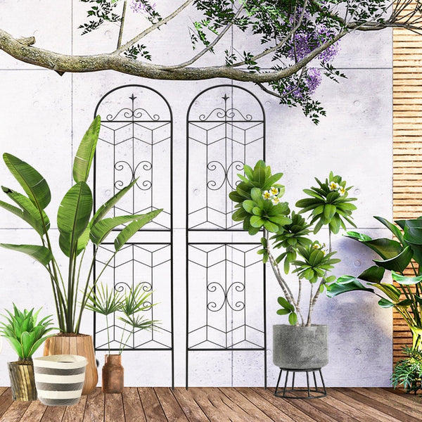 English Elm 4 Pack Powder-coated Metal Garden Trellis Panels Rustproof Climbing Plant Support Outdoor W1586P268071
