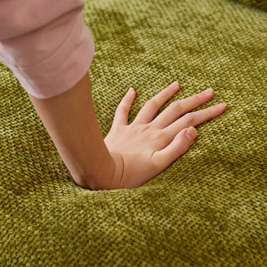 English Elm 98.5" 3-seater sofa with upholstered armrests and plush cushions, modern linen sofa with high weight capacity Green W1193S00142