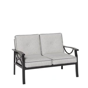 English Elm 8-piece Outdoor Conversation Set 9 Seat Steel Patio Sofa with Thick Cushions Tables Grey+Black B082S00130