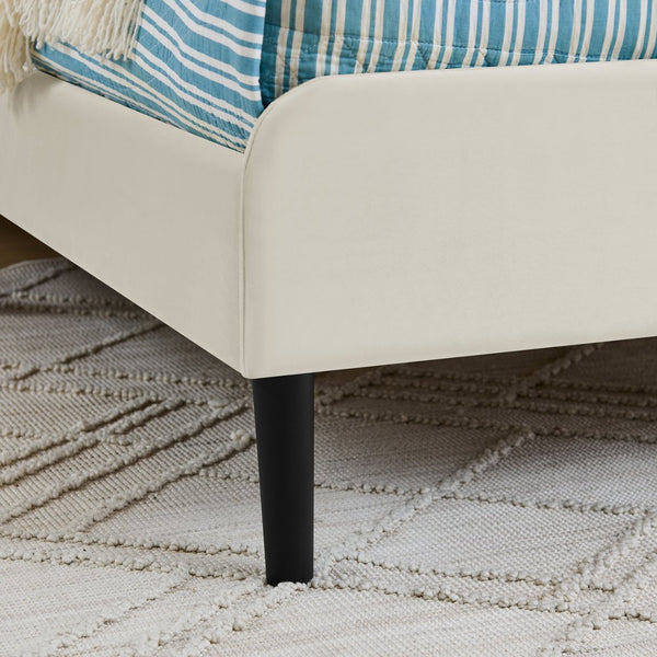 English Elm Full Velvet Upholstered Platform Bed Full Size with 2 Underbed Storage Drawers, Foam Seat, Modern Design Beige W1413P298911