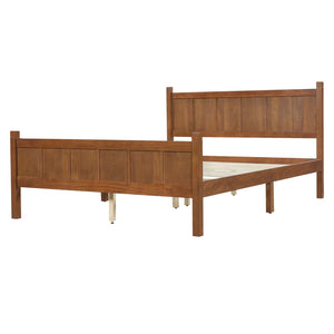 English Elm Queen Platform Bed Shaker Farmhouse Style with Vertical Slat Headboard and Wood Grain Finish Walnut N733P422480D