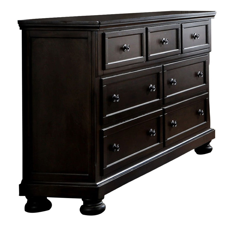 English Elm Wooden Transitional Dressing Table with Concealed Storage and Rich Dark Brown Finish B056P416769