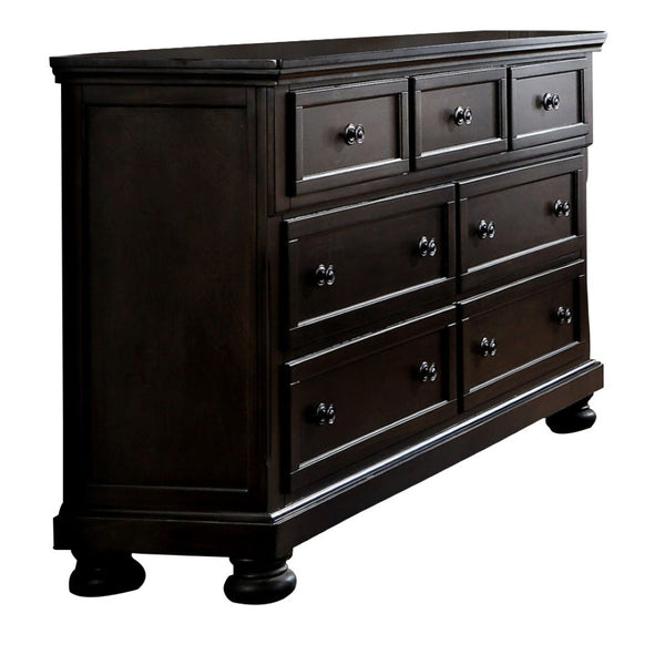 English Elm Wooden Transitional Dressing Table with Concealed Storage and Rich Dark Brown Finish B056P416769