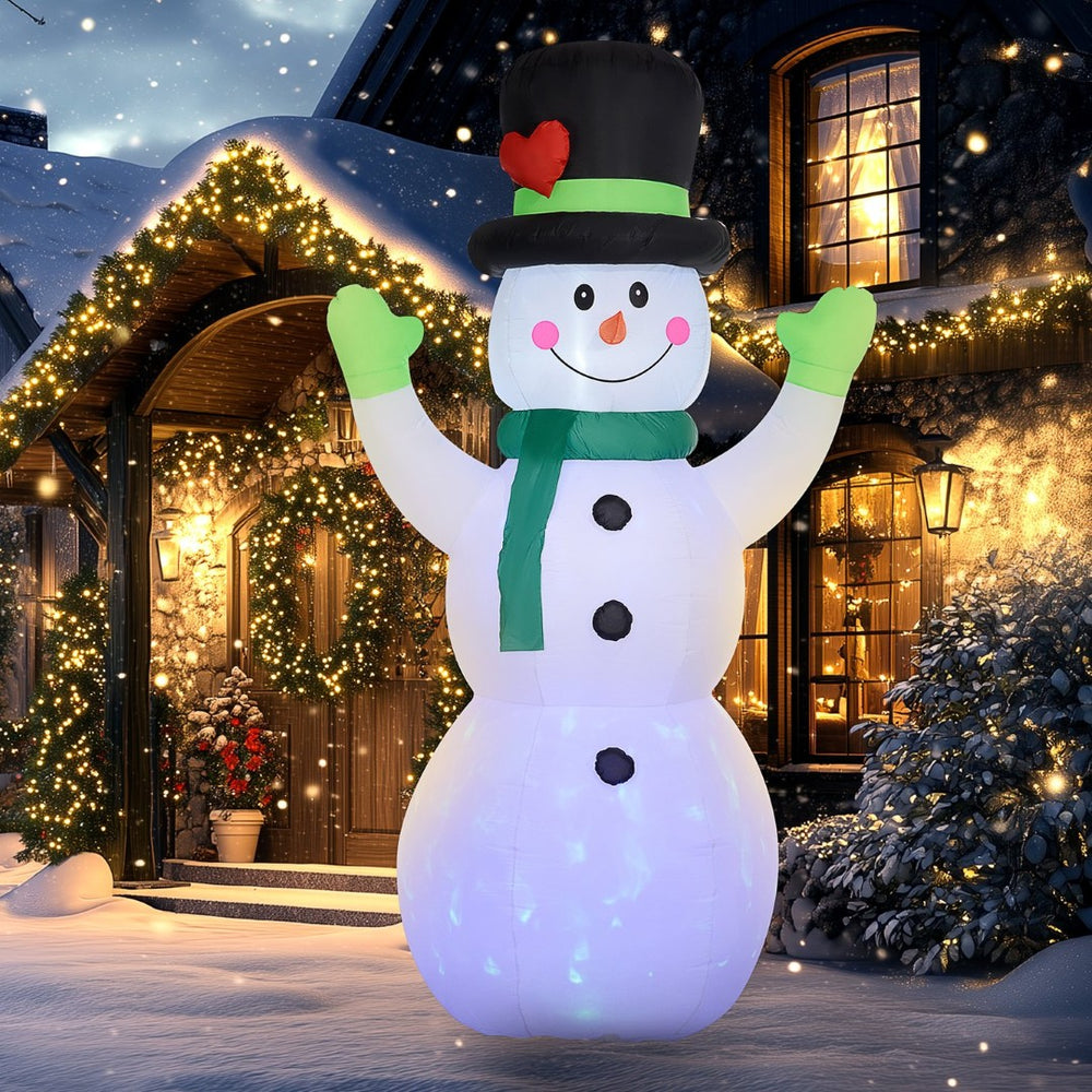 English Elm Outsunny 10Ft Inflatable Snowman With Led Lights - Cheerful Holiday Decoration For Lawn & Garden W2225P249945-GIGA