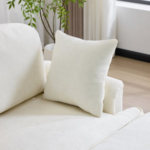 English Elm 103.15'' Chenille L-shaped Sectional Sofa with Detachable Pleated Skirt and Ottoman White W3612S00044