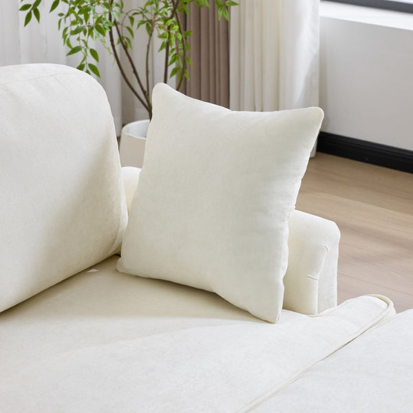 English Elm 103.15'' Chenille L-shaped Sectional Sofa with Detachable Pleated Skirt and Ottoman White W3612S00044