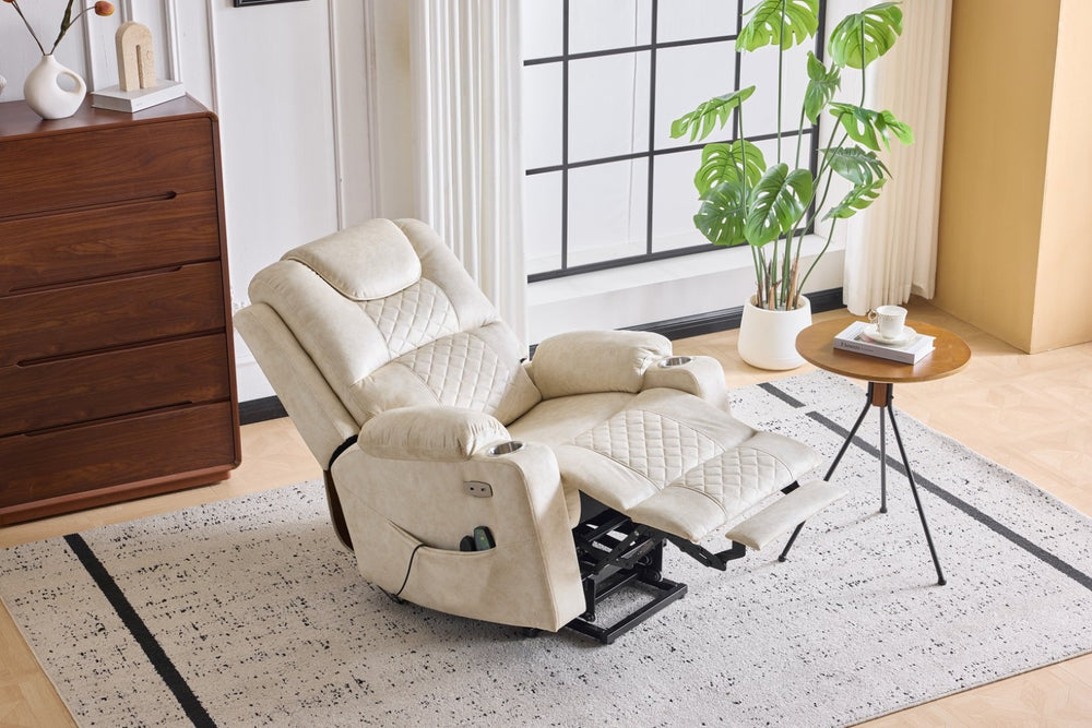 English Elm Oversized Power Lift Recliner with Massage Heat and Infinite Recline for Home Theater W3698S00003