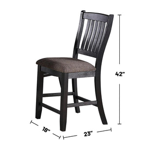 English Elm Set of 2 Counter Height Chairs with Upholstered Cushion and Weathered Wood Legs for Comfort and Style Black B016P222639