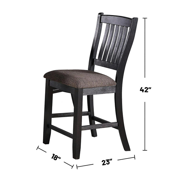 English Elm Set of 2 Counter Height Chairs with Upholstered Cushion and Weathered Wood Legs for Comfort and Style Black B016P222639