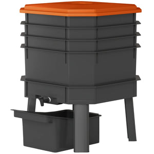English Elm Convenient Four Tray Worm Composter Turns Kitchen Scraps Into Rich Fertilizer Fast Black+Orange T3971P468302